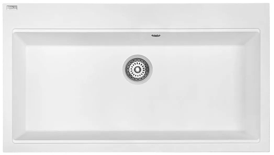 Laveo Tau, 1-komorový granitový drez 900x500x215 mm, biela, LAV-SBT_B109