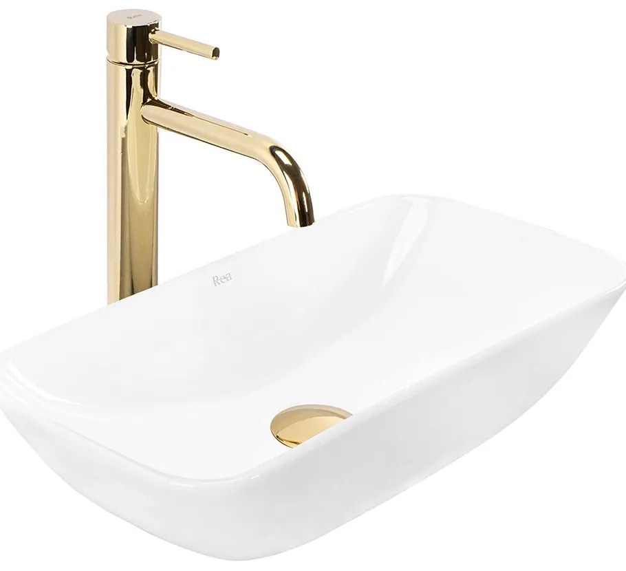 Rea Maria, umývadlo na dosku 520x380x115 mm, biela lesklá, REA-U6980
