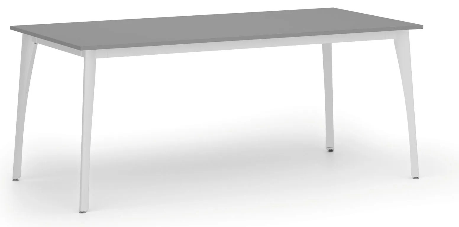Rokovací kancelársky stôl PRIMO OMEGA, 180x90 cm, biela podnož, grafit