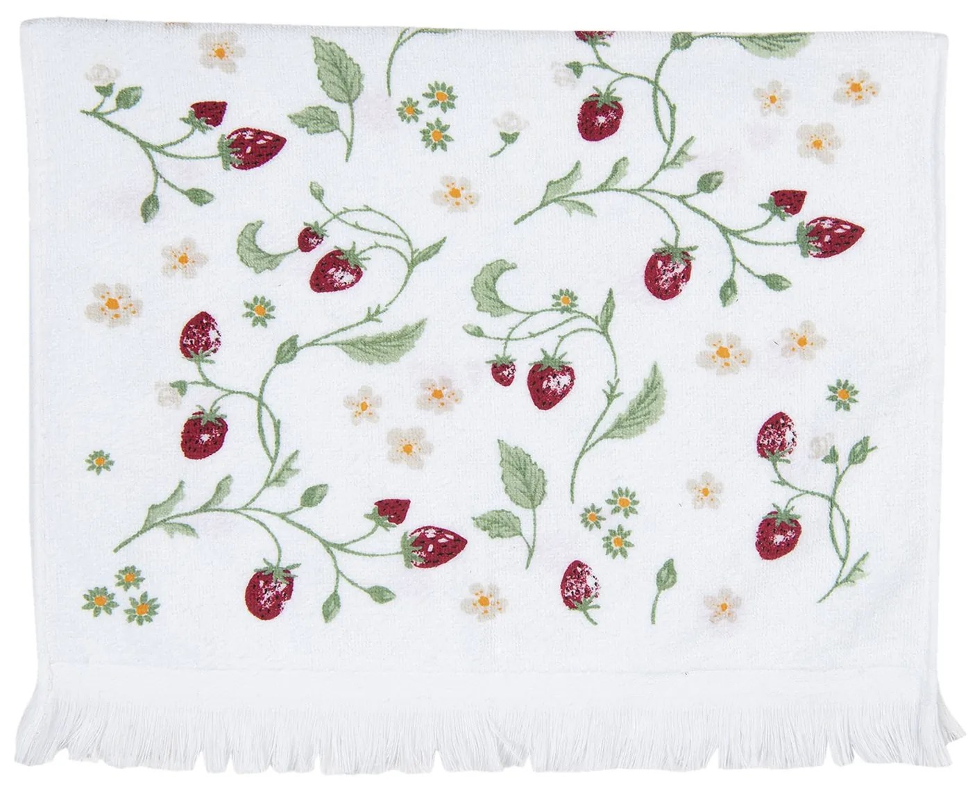 Biely kuchynský froté uterák s jahodkami - 40 * 66 cm Biely kuchynský froté uterák s jahodkami - 40 * 66 cm