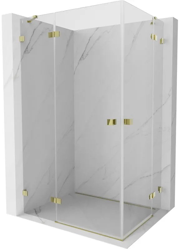 Mexen Lunar Duo, výklopný sprchový kút 80 x 70 cm, 8mm číre sklo, zlatý profil, 834-080L-070P-50-00