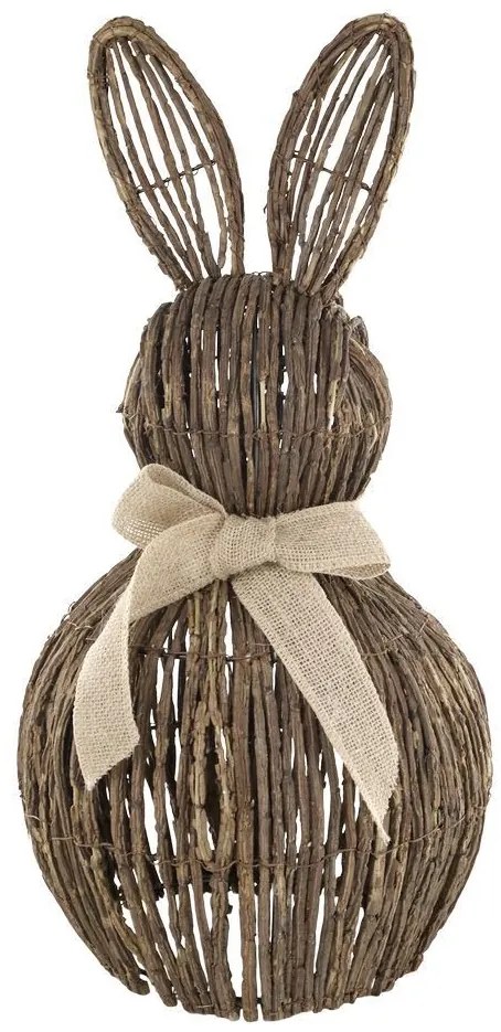 Stojaca prútená dekorácia králik s mašľou Rabbit - 28*55 cm
