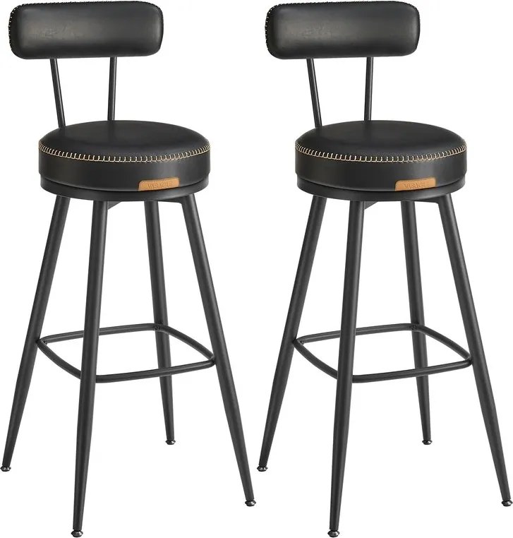 VASAGLE EKHO Collection - Sada 2 barových stoličiek s otočným operadlom LBC889 Farba: čierna