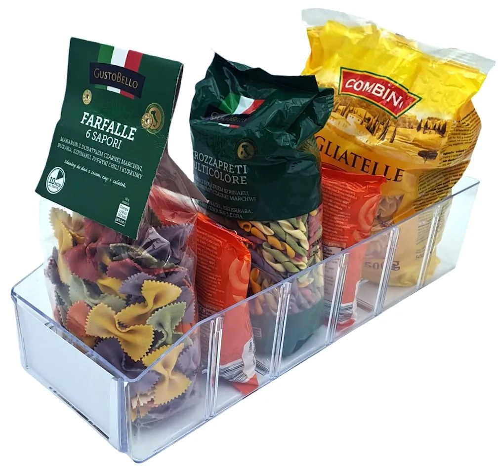 Úložný box, ideálny do špajzy, s etiketou + 2 priehradky, BITO, 40x13 cm