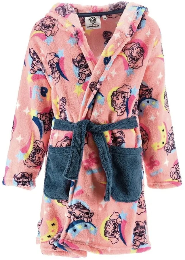 Detský / dievčenský coral fleece župan s kapucňou Tlapková patrola - Paw Patrol, EU 98 Ružová