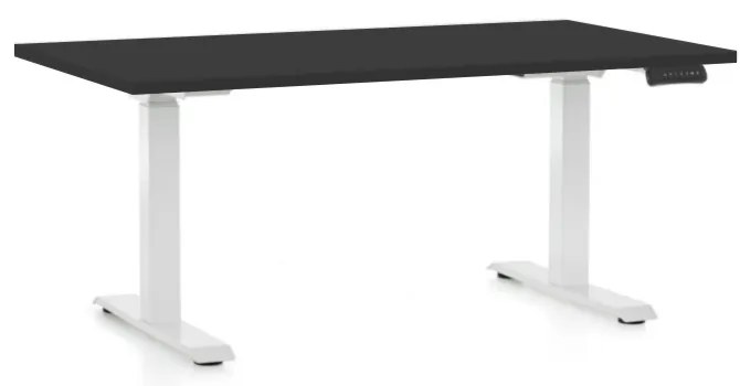 Výškovo nastaviteľný stôl OfficeTech D, 120 x 80 cm, biela podnož, čierna