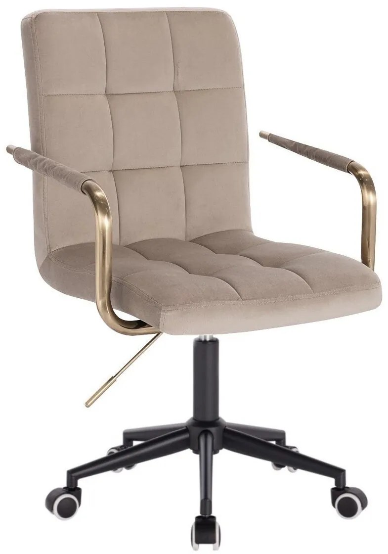 LuxuryForm DESIGN Stolička VERONA GOLD VELUR na čiernej podstave s kolieskami - latte
