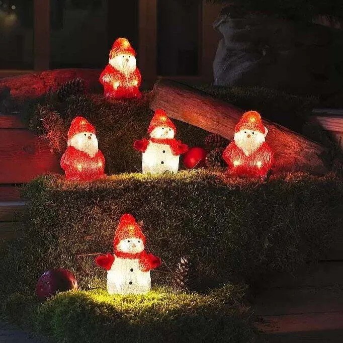 LED svetelná dekorácia snehuliaci a Santa Clausovia, napájanie: sieťové, teplá biela, výška: 13 cm