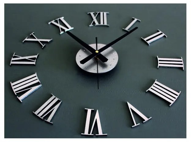 Nalepovacie hodiny na stenu rímske farba silver | SENTOP IA-131-S-132-S