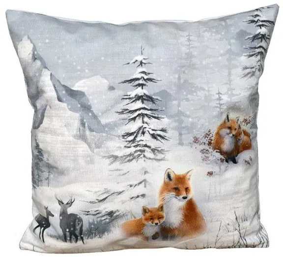 Vankúšová obliečka Líšky v zimnom lese 40x40 cm