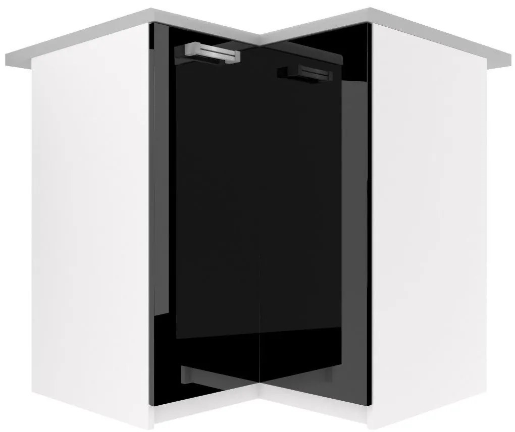 Kuchynská skrinka Belini spodná rohová 90 cm čierny lesk s pracovnou doskou INF SNP90/1/WT/B/0/D