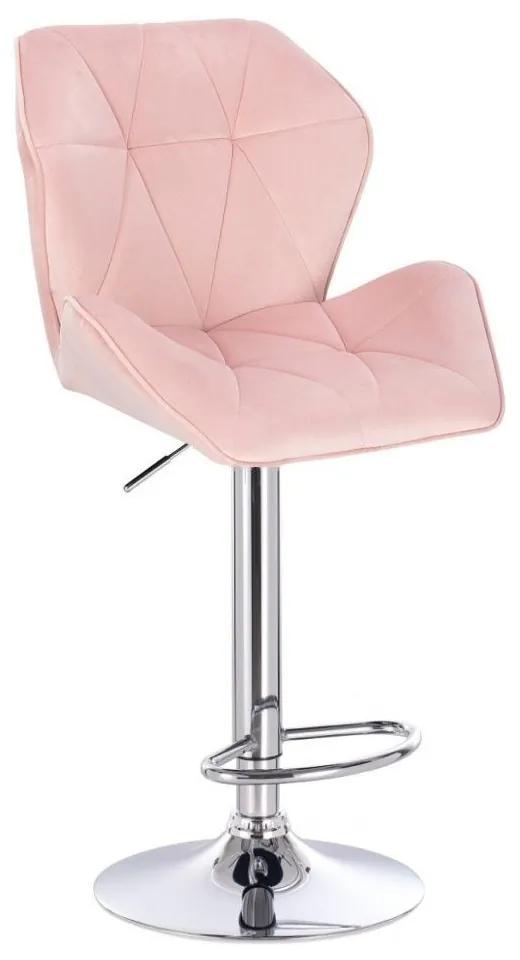 LuxuryForm DESIGN Barová stolička MILANO MAX VELUR na striebornom tanieri - svetlo ružová