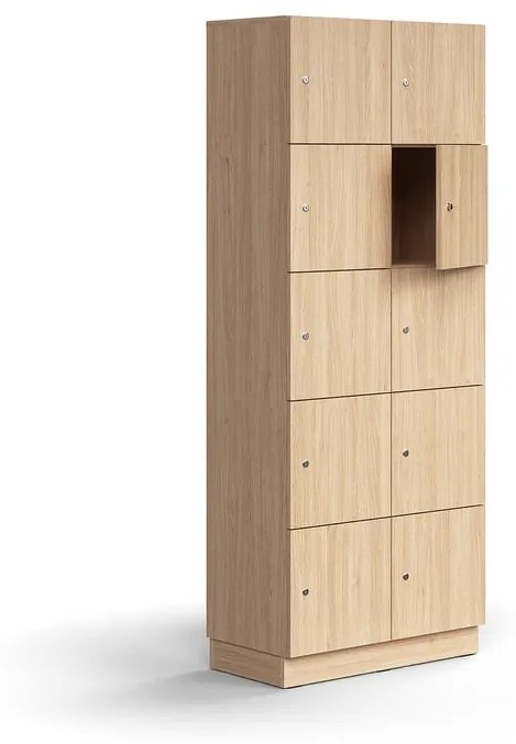 Priehradková skrinka QBUS, 10 priehradiek, so soklom, 2020x800x420 mm, dub
