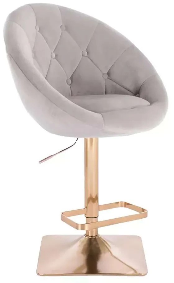 LuxuryForm DESIGN Barová stolička VERA VELUR na zlatej hranatej podstave - svetlo šedá