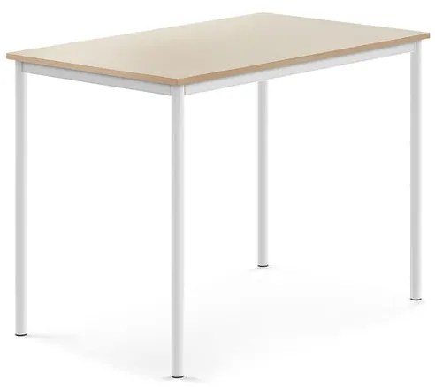 Stôl SONITUS, 1200x800x900 mm, HPL - breza, biela