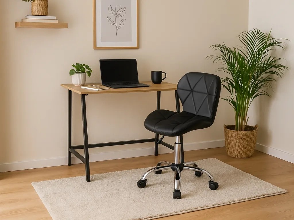 Set do pracovne stôl TAYLOR SONOMA 100x50 cm + kreslo AVOLA z eko kože čierne