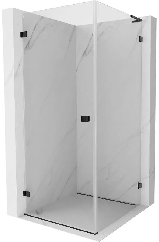 Mexen Lunar-B L výklopný sprchový kút ľavý 70 x 70 cm, číre sklo, čierna matná, 832L-070-070-70-00-L