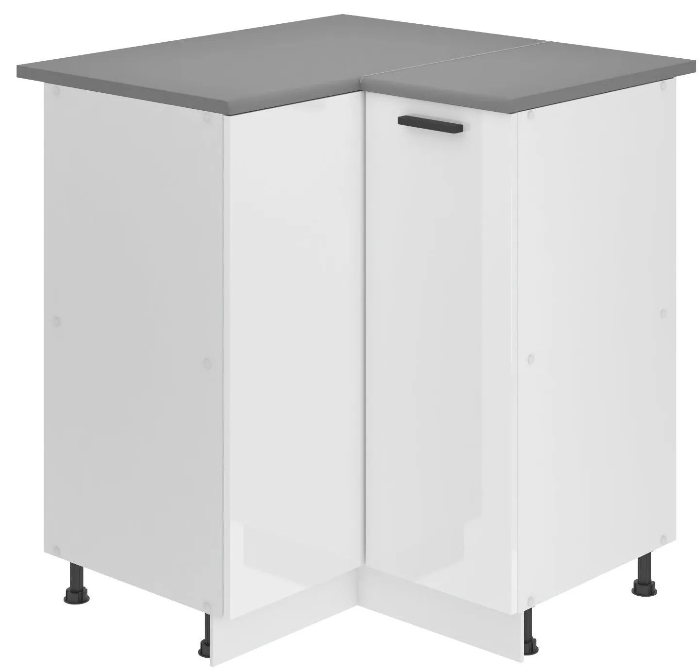 Kuchynská skrinka Belini Premium Full Version spodná rohová 90 cm biely lesk s pracovnou doskou