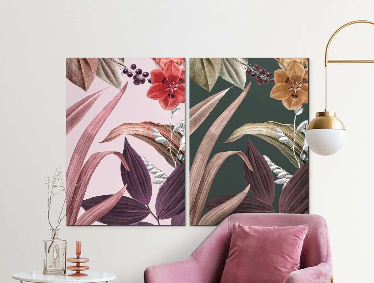 drevko | Dvojdielny obraz Listy v rozkvete