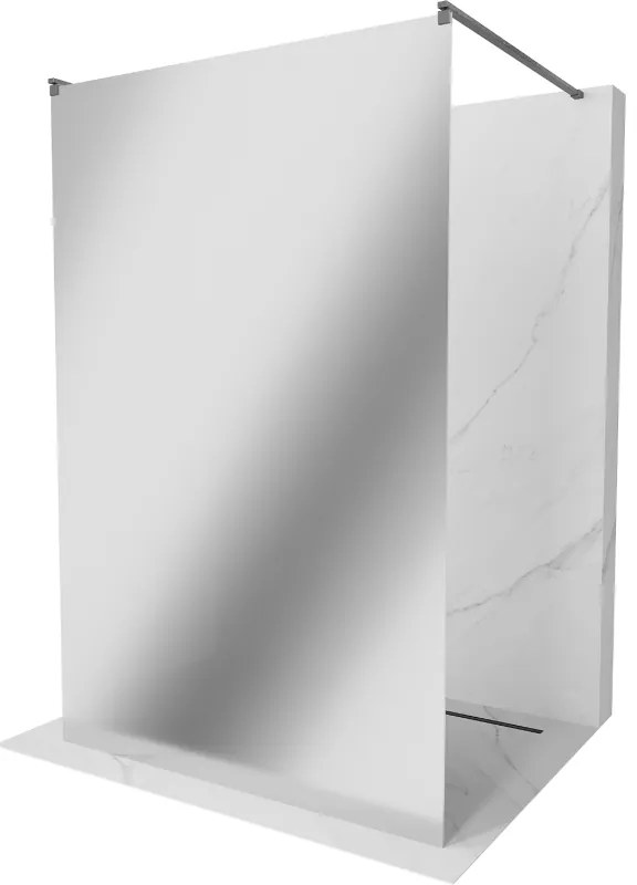 Mexen Kioto, sprchová zástena Walk-In 100 x 200 cm, 8mm sklo vzor zrkadlo, grafitový profil, 800-100-002-66-50