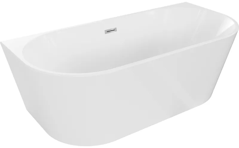 Mexen Oval, voľne stojaca vaňa ku stene 170 x 80 cm, biela, chrómový prepad, 52671708000-01