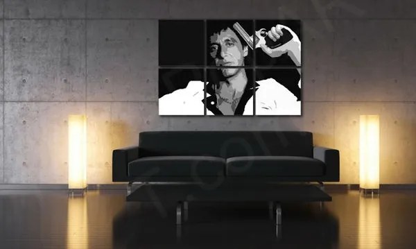 Ručne maľovaný POP Art obraz Scarface - AL PACINO 6 dielny al38