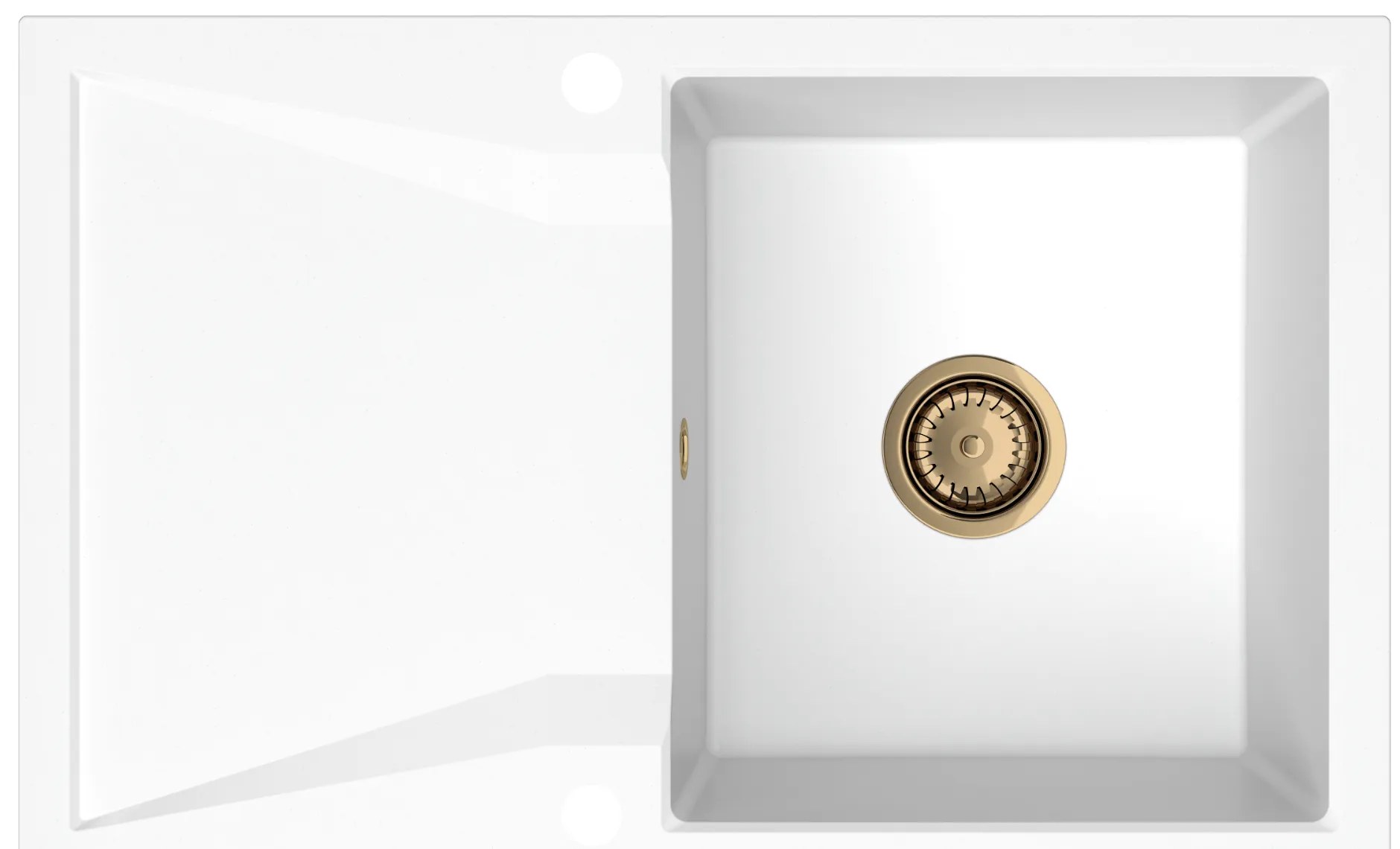 Sink Quality Obsidian, kuchynský granitový drez 790x500x210 mm + zlatý sifón, biela, SKQ-OBS.W.1KDO.XG
