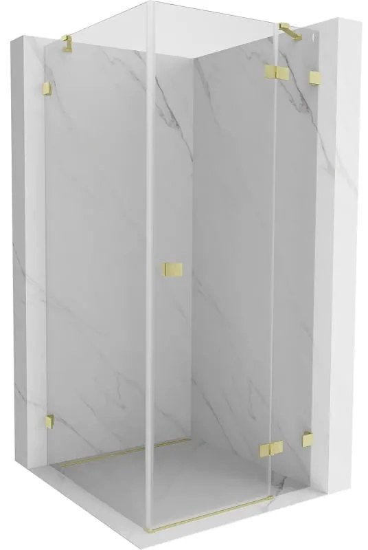 Mexen Lunar, výklopný sprchový kút pravý 70 x 70 cm, 8mm číre sklo, zlatý kartáčovaný - 834-070-070-55-00-P