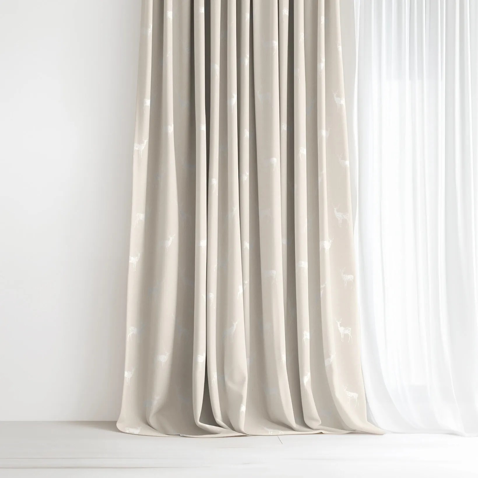 Goldea dekoračný záves natura – jeleňe na režnej 140x135 cm