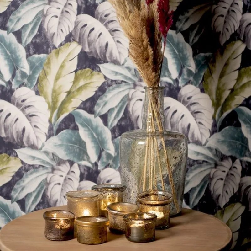 Zelený sklenený svietnik na čajovú sviečku - Ø 9*9 cm