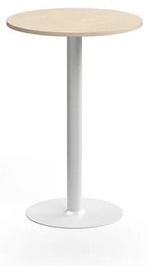 Barový stôl ALVA, Ø700x1000 mm, HPL, biela/breza