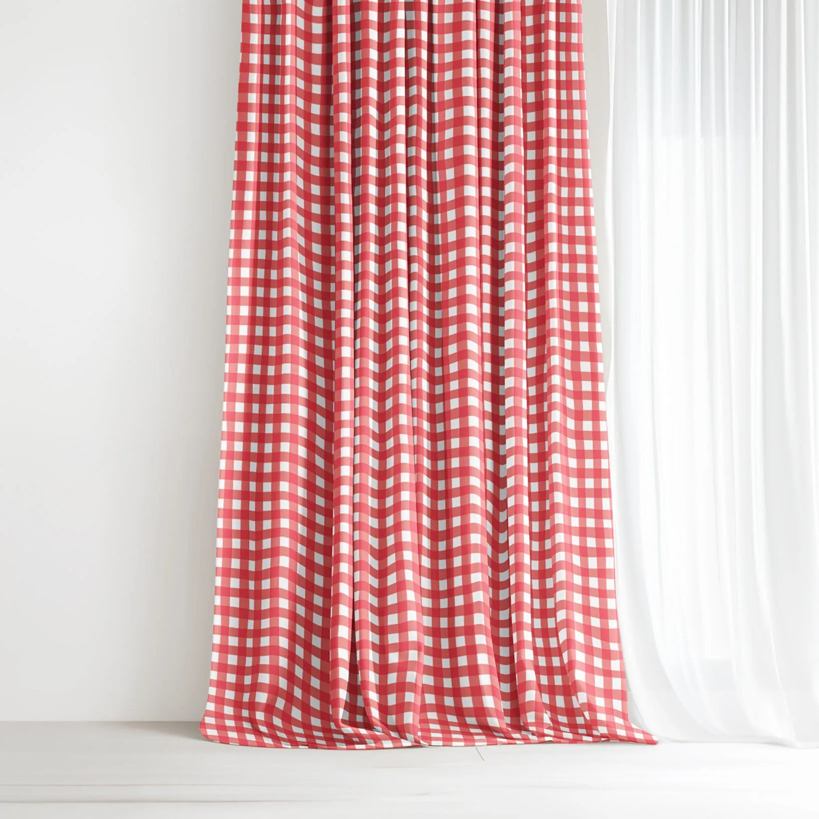 Goldea dekoračný záves - červené kocky 240x150 cm