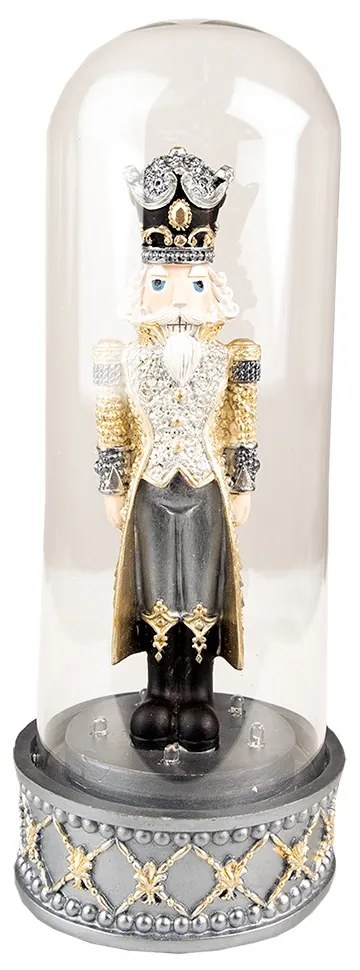 Dekorácia Luskáčik v sklenenom poklope s Led svetielkami - Ø 12*29 cm / 3*AAA