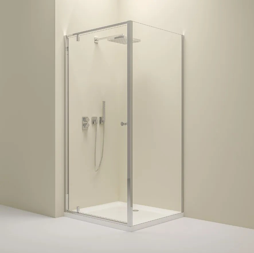 Erga Sydney, sprchový kút s 1-krídlovými dverami 90(dvere) x 90(stena) x 195 cm, 6mm číre sklo, chrómový profil, ERG-V02-SYDNEY-D090G090-CR