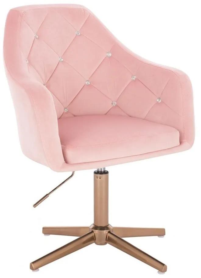 LuxuryForm DESIGN Kreslo ROMA VELUR na zlatom kríži - svetlo ružové