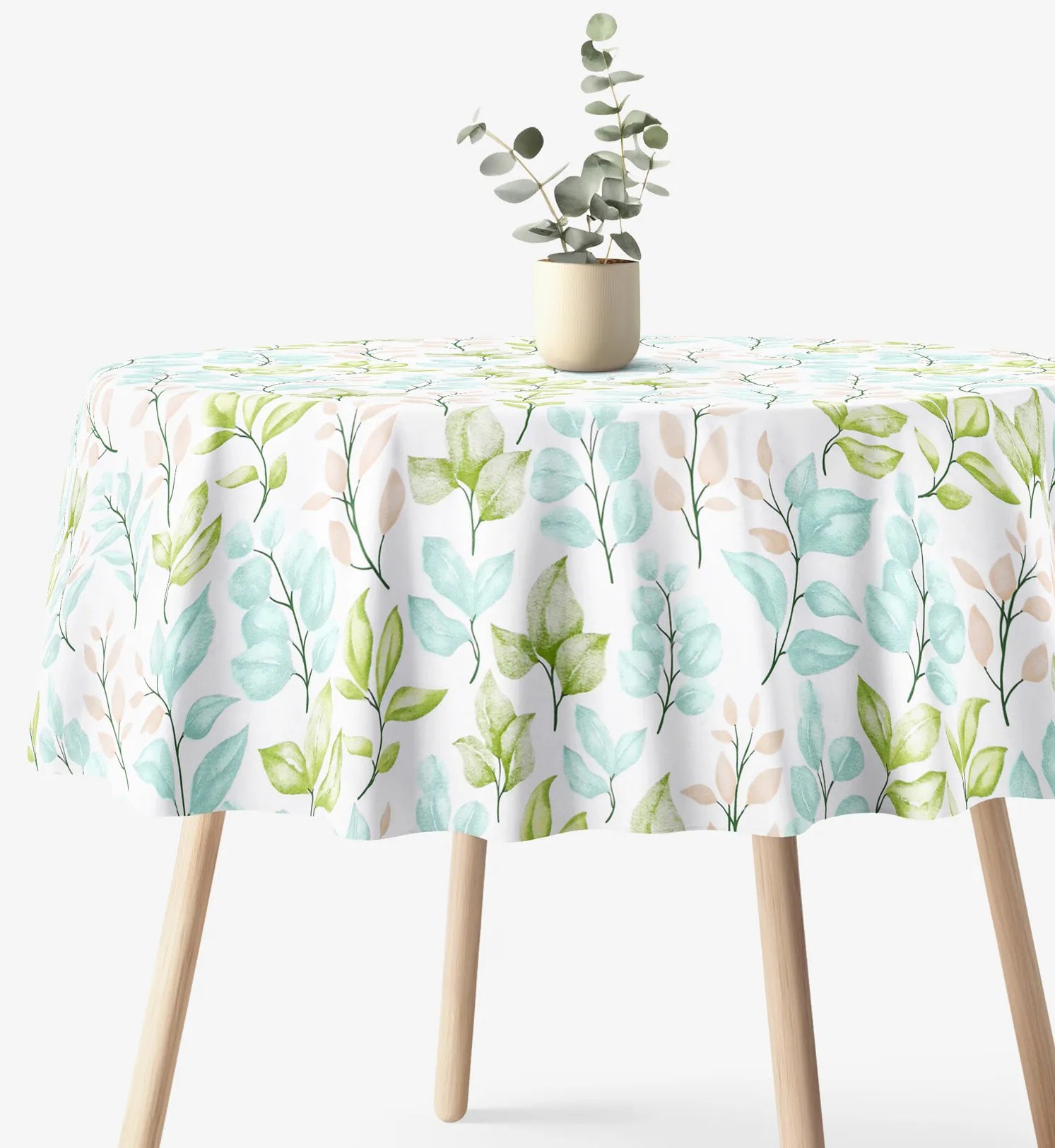 Goldea okrúhly obrus 100% bavlnené plátno deluxe - maľované lístky Ø 100 cm