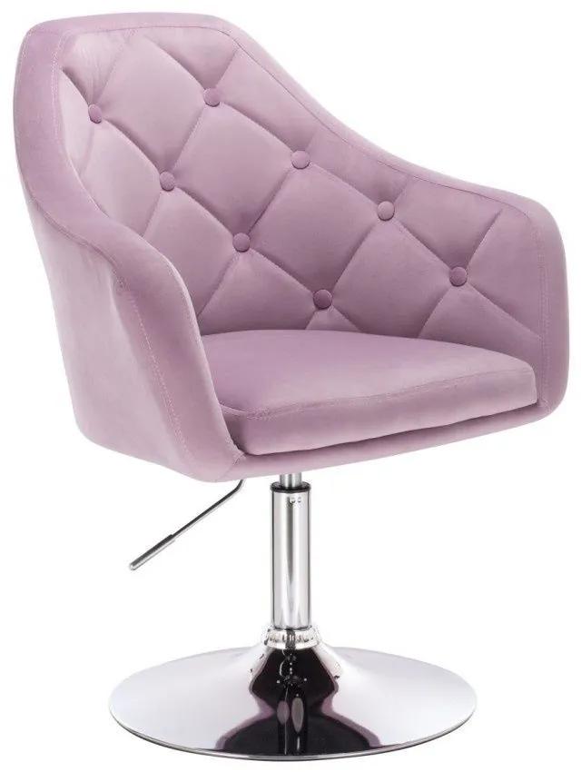 LuxuryForm DESIGN Kreslo ANDORA VELUR na striebornom tanieri - levanduľa