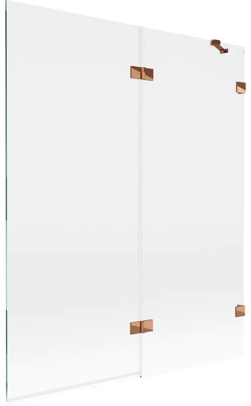 Mexen Lunar, 2-krídlová vaňová zástena pravá 140 x 150 cm, číre sklo, ružové zlato, 897-140-100-60-00-P