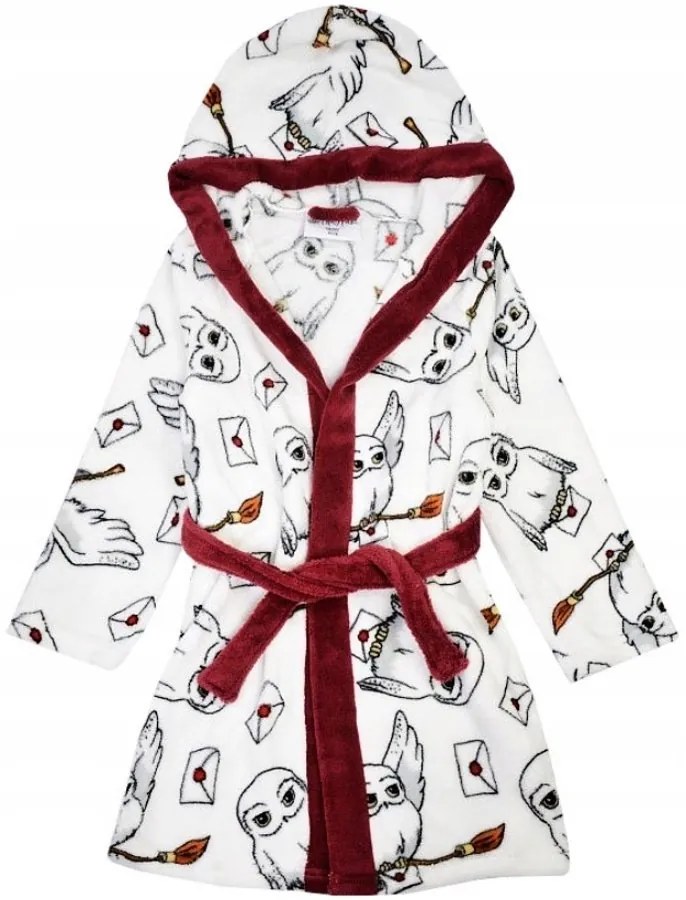 Detský župan s kapucňou Harry Potter - motív sova Hedviga, 116 / 122