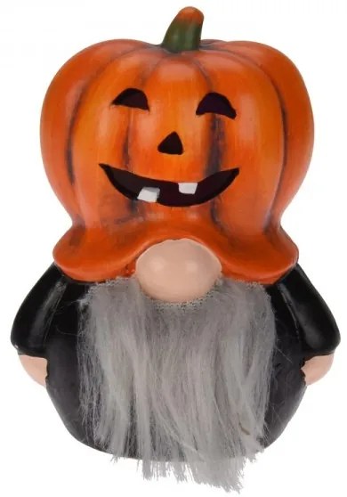Halloweensky škriatok s tekvicovou čiapkou LED 12 cm