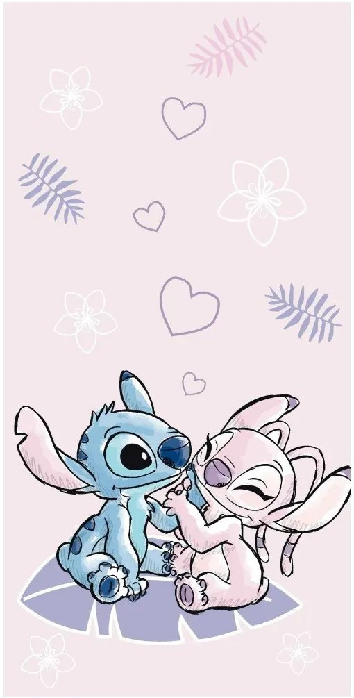 Plážová osuška Lilo &amp; Stitch - motív Stitch &amp; Angel - 100% bavlna - 70 x 140 cm