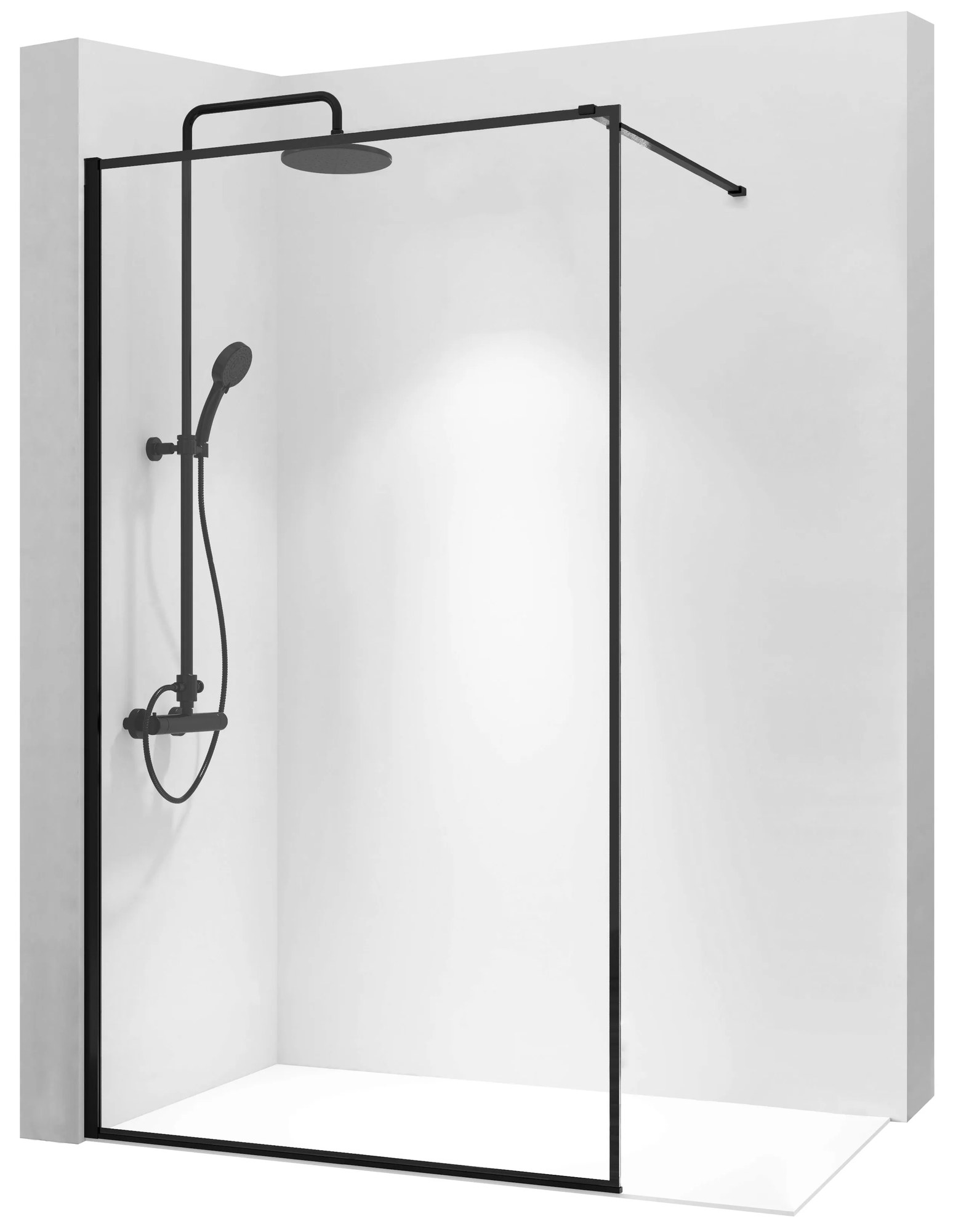 Rea - Bler sprchová zástena 110x195cm, 8mm sklo, číre sklo / čierny profil, REA-K7630