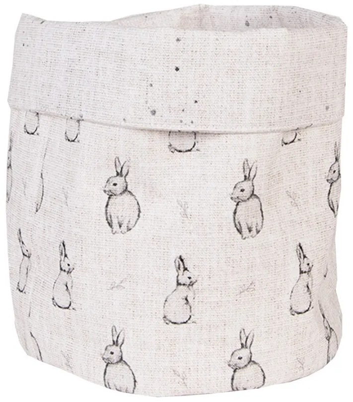 Béžový textilný košík na pečivo s králikom Bunny Buddies - Ø 15*16 cm