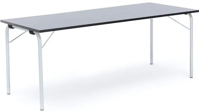 Skladací stôl NICKE, 1800x700x720 mm, linoleum - tmavošedá, strieborná
