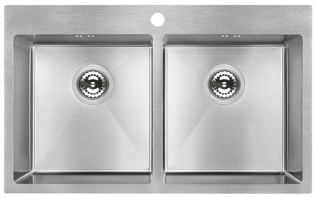 Laveo Marmara, 2-komorový nerezový drez 780x480x200 mm, oceľová, LAV-SAM_020T