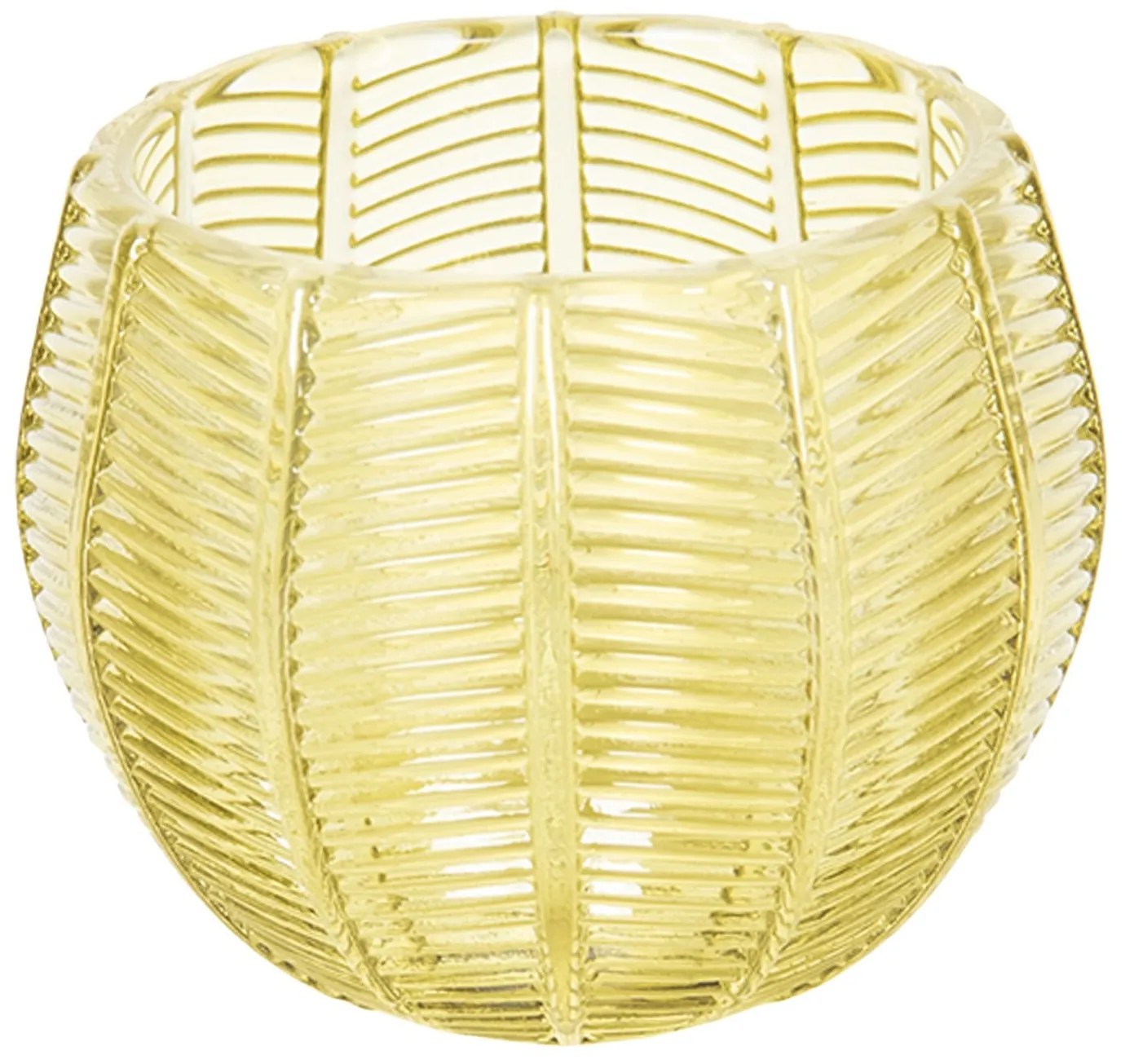 Žltý sklenený svietnik na čajové sviečky - ∅ 9 * 8 cm