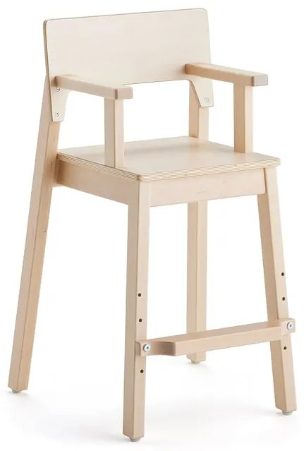 Vysoká detská stolička LOVE s opierkami rúk, V 500 mm, breza, laminát - breza