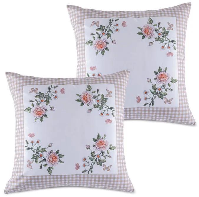 Súprava 2 ks obliečok na vankúšiky ROZKVITNUTÁ RUŽA 40 x 40 cm