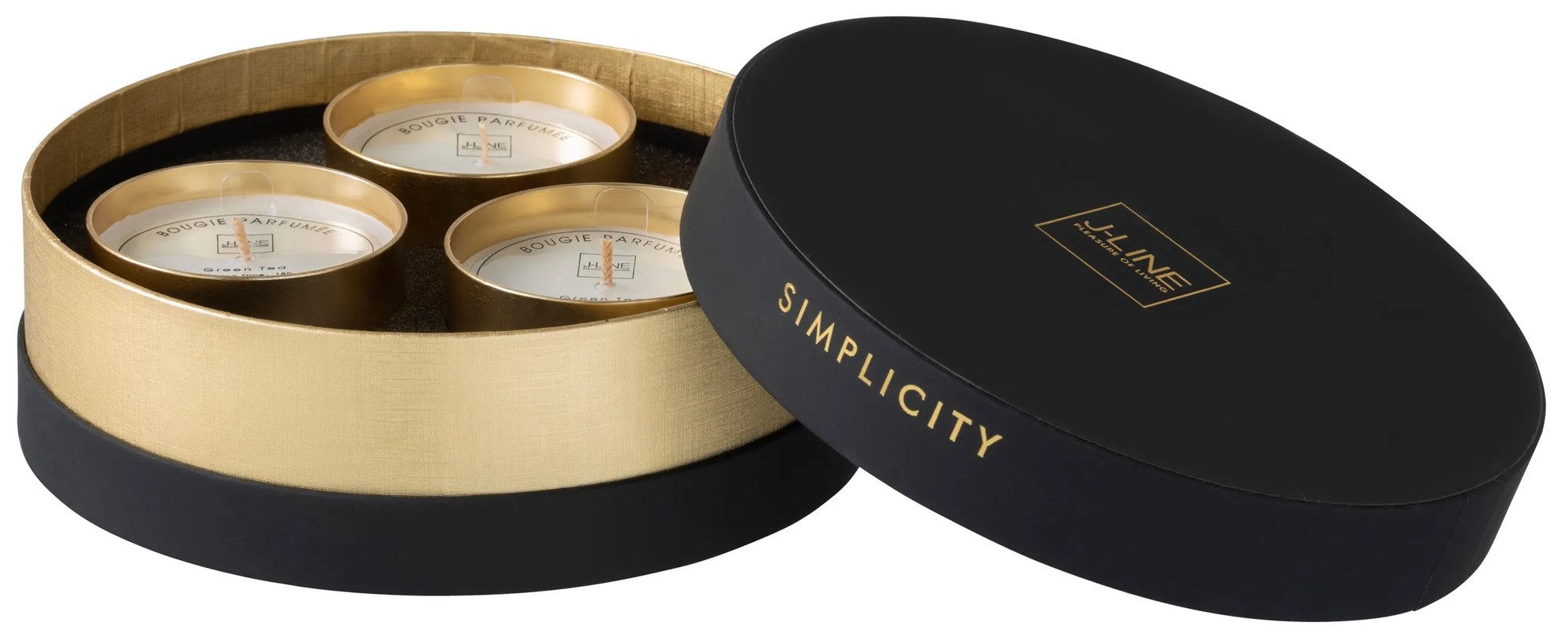 3ks vonná sviečka v čierno-zlatej darčekovej krabičke Green Tea - 3 * 18h