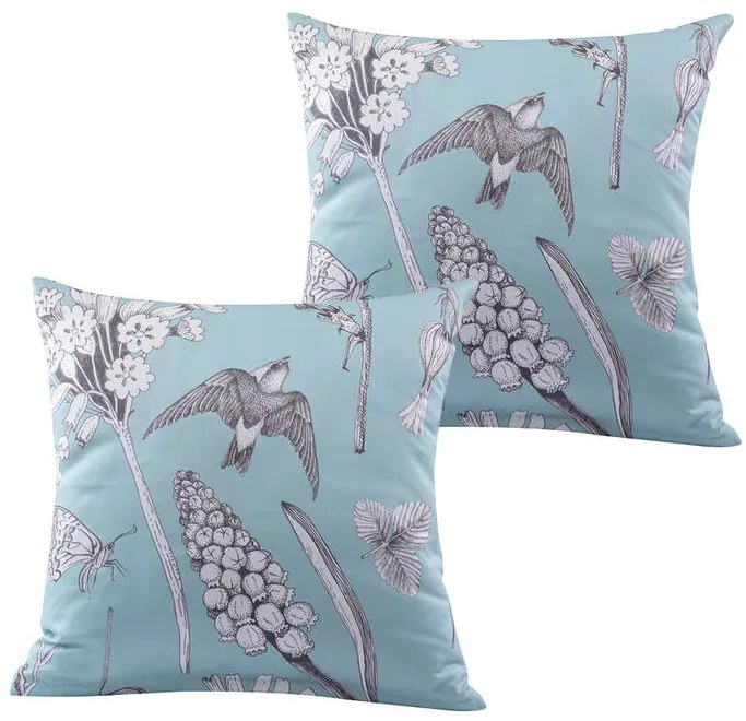 Súprava 2 ks saténových obliečok na vankúšiky RONDINI modré 40 x 40 cm